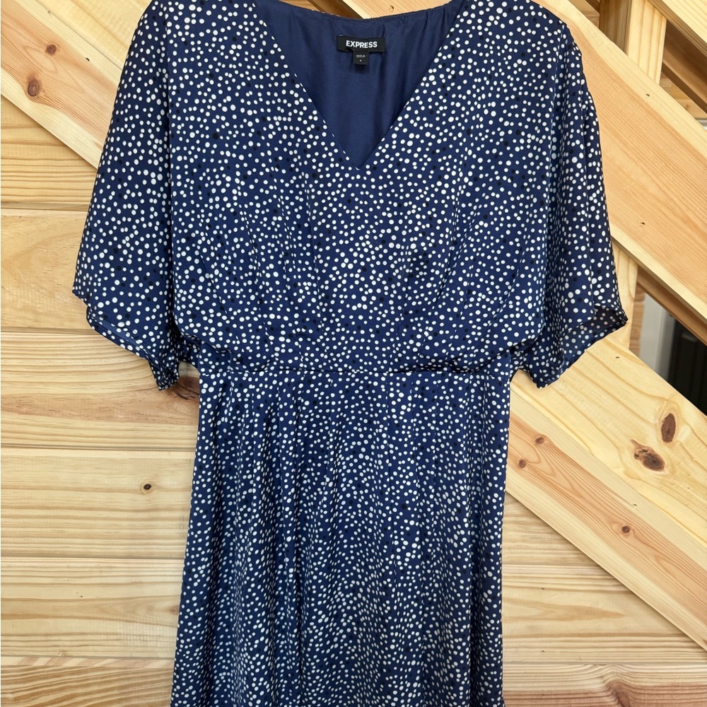 Express Midnight Blue Speckled Midi Dress